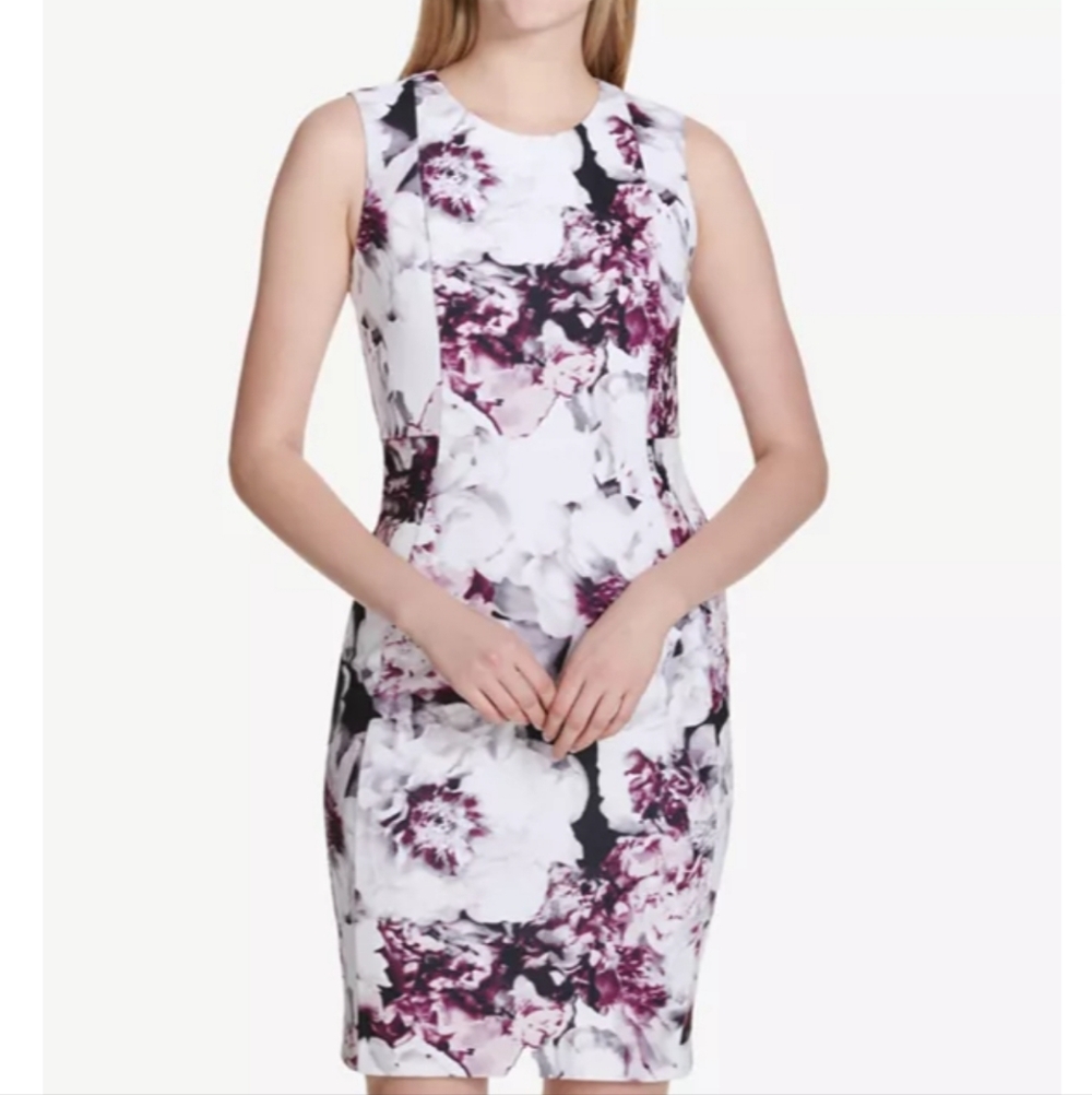 Calvin Klein Floral Sheath Midi Dress